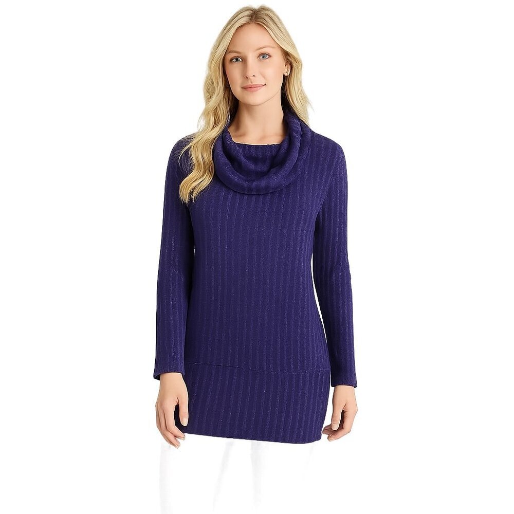 NWT White House Black Market Cowl Neck Banded Tunic Deep Amethyst XL